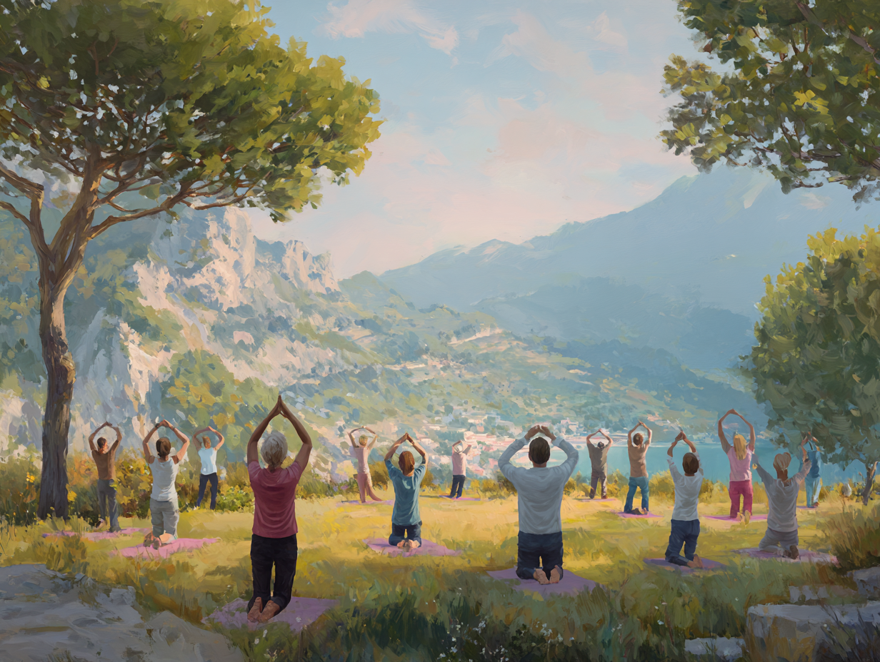 Жінка практикує йогу на заході сонця